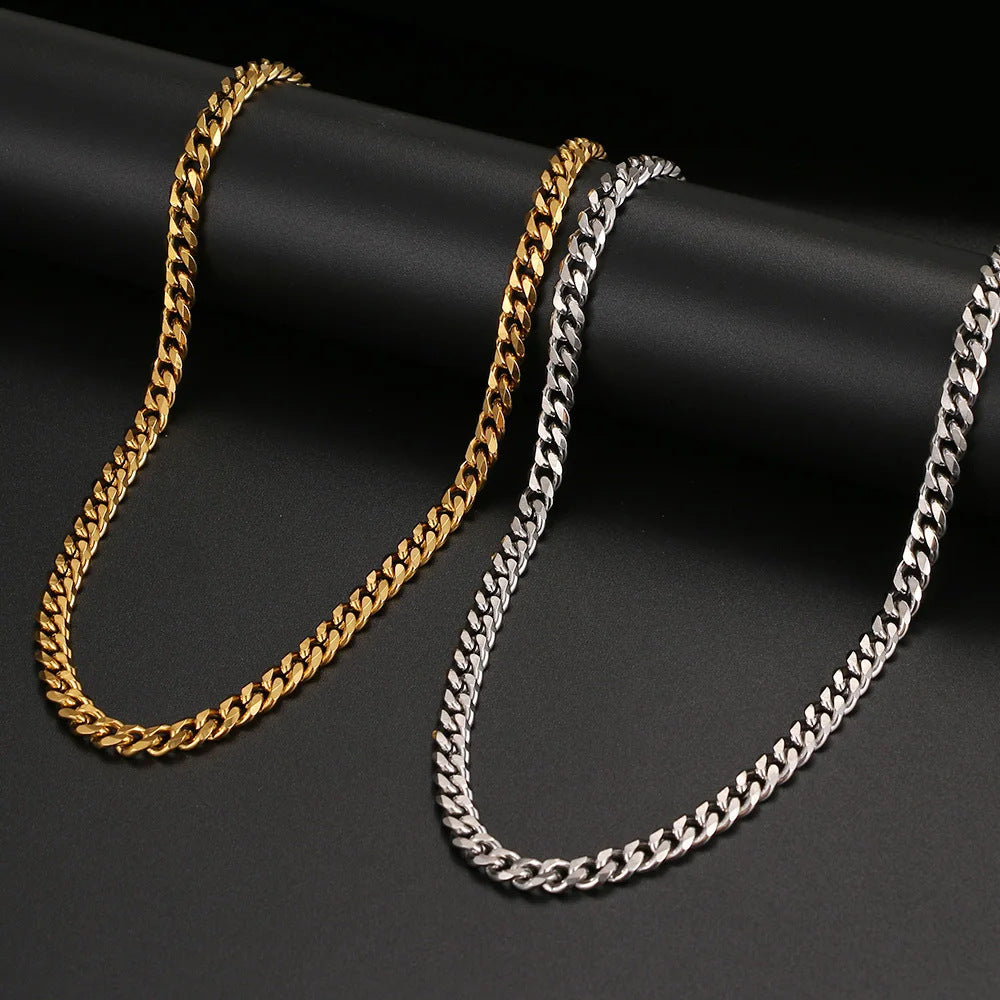 Stainless Steel Six-sided Grinding Chain Hip-hop All-match Cuban Chain