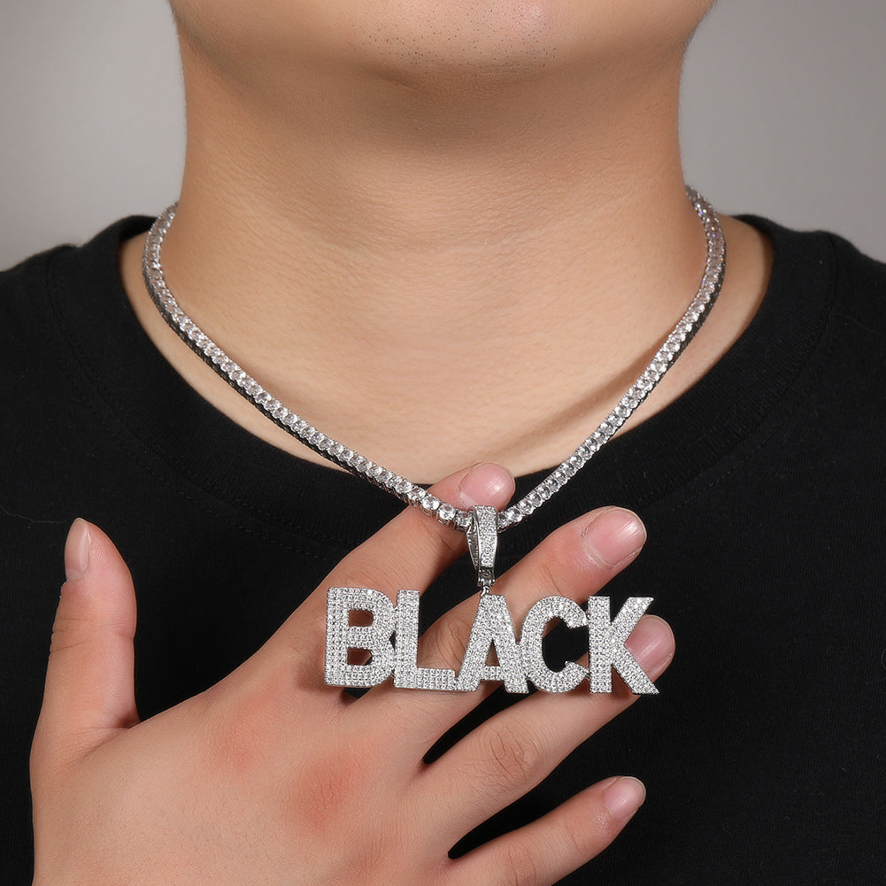 Personalized Customized Three Row Diamond Splicing Letter Pendant