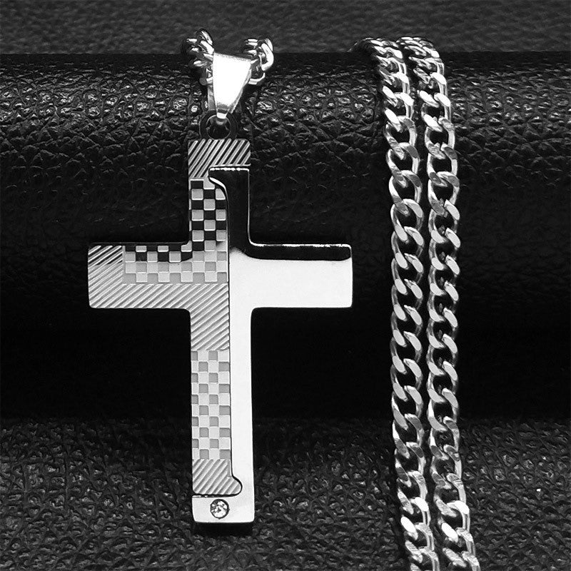 Titanium Steel Two Colors Cross Pendant Stainless Steel Necklace
