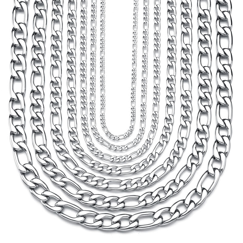 Hip Hop Trend Stainless Steel 13NK Hollow Chain Necklace Personality Simple Men's Necklace Bracelet