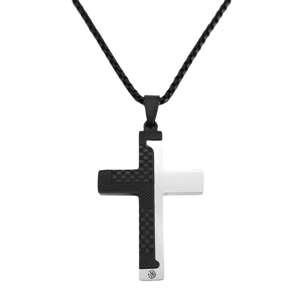 Titanium Steel Two Colors Cross Pendant Stainless Steel Necklace