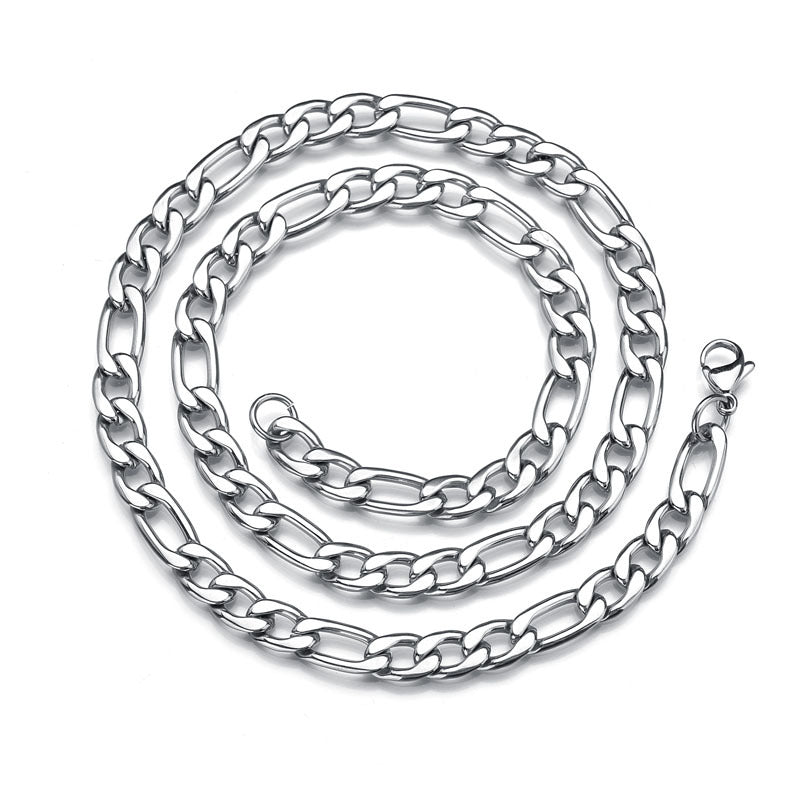 Hip Hop Trend Stainless Steel 13NK Hollow Chain Necklace Personality Simple Men's Necklace Bracelet