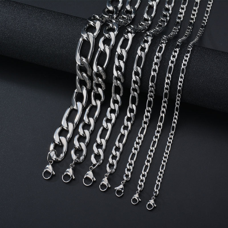 Hip Hop Trend Stainless Steel 13NK Hollow Chain Necklace Personality Simple Men's Necklace Bracelet