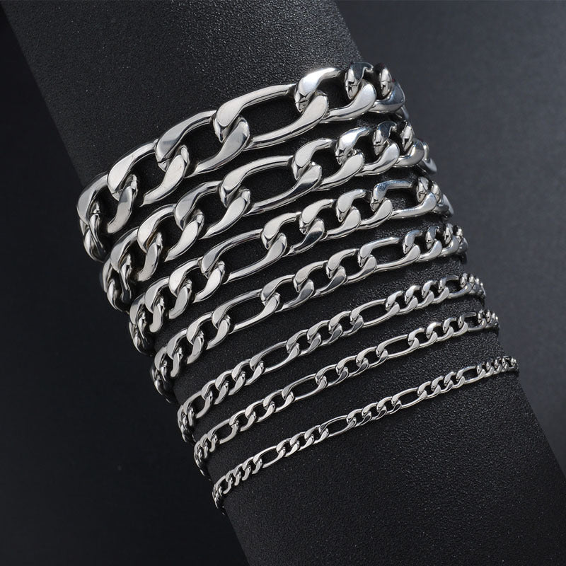 Hip Hop Trend Stainless Steel 13NK Hollow Chain Necklace Personality Simple Men's Necklace Bracelet