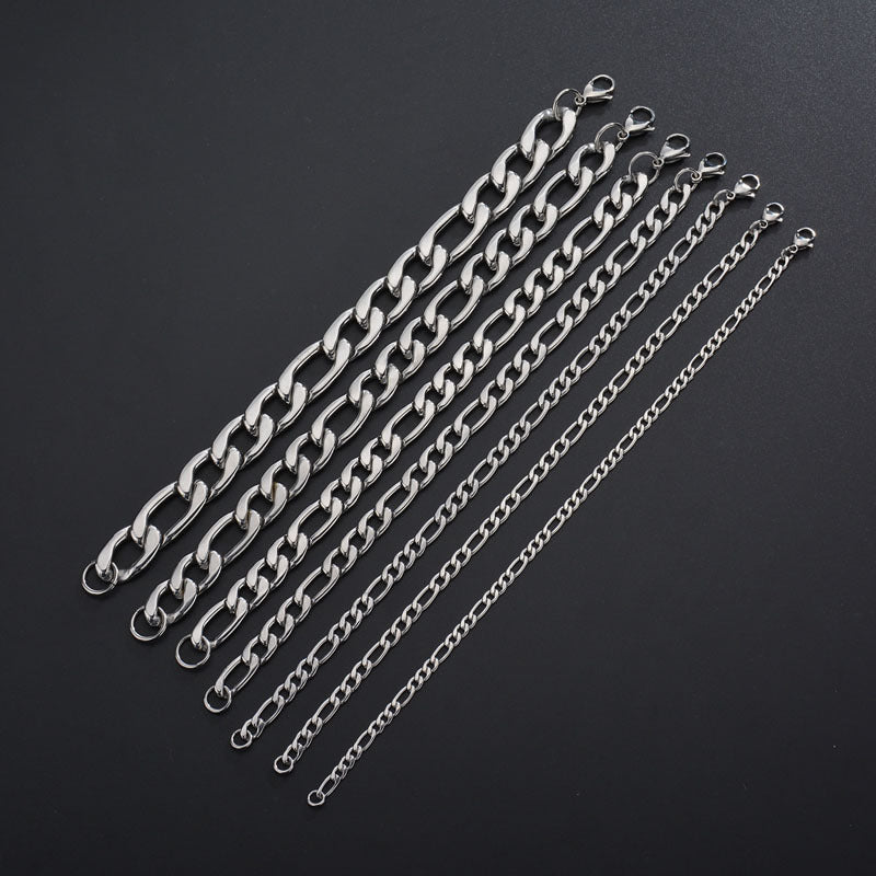 Hip Hop Trend Stainless Steel 13NK Hollow Chain Necklace Personality Simple Men's Necklace Bracelet