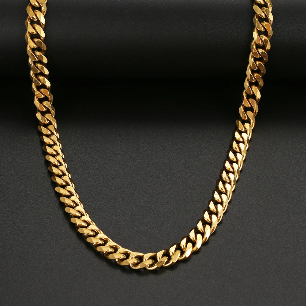 Stainless Steel Six-sided Grinding Chain Hip-hop All-match Cuban Chain