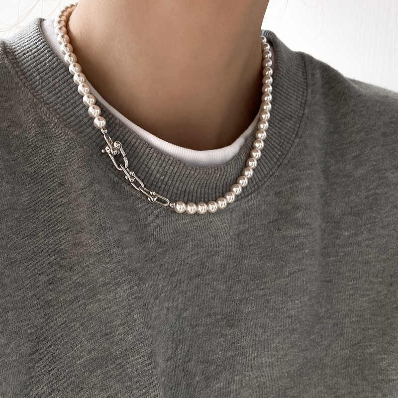 Pearl Chain Stitching Necklace Clavicle Chain Sweater Chain