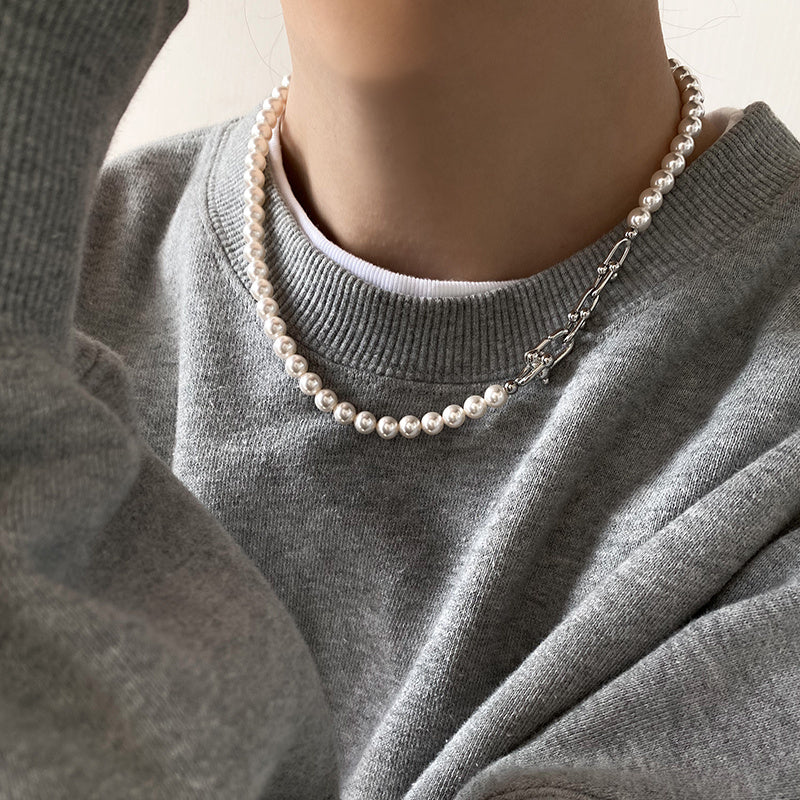 Pearl Chain Stitching Necklace Clavicle Chain Sweater Chain